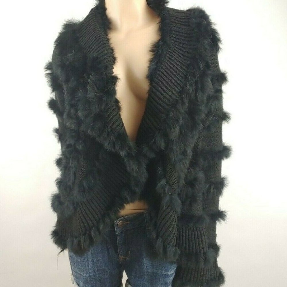 Anthropologie Black Fuzzy Sweater Shrug
